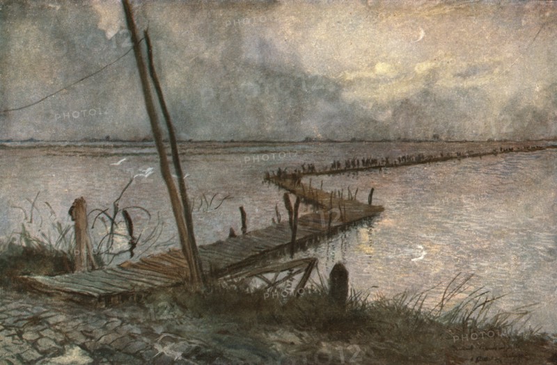 ''En Belgique; les inondations devant Ramscapelle.', c1915. Creator: Francois Flameng.