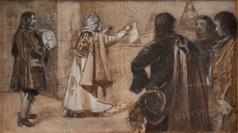 Lévêque de Drontheimhus apporte la preuve de l’innocence de Christian Ordener, c.1889.