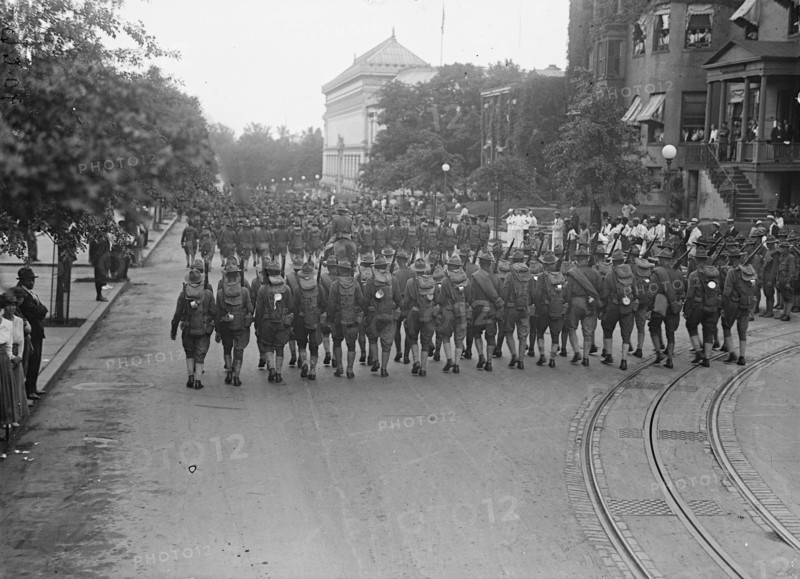 American University Training Camp - Unit From Training Camp Marching Through City, 1917.