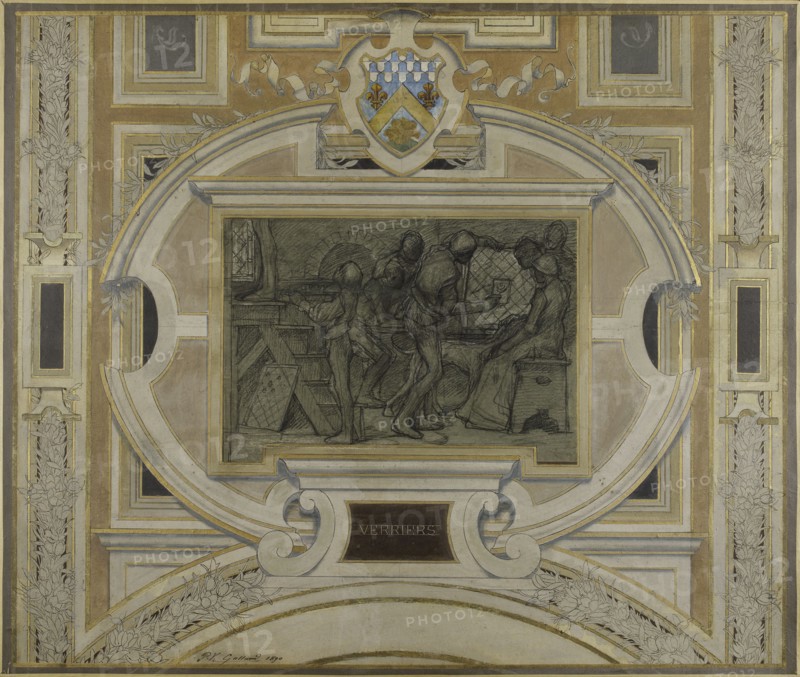 Esquisse pour la galerie des Métiers de l'Hôtel de Ville : Verriers, 1890. Glassworkers.