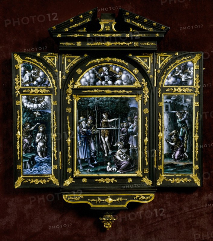 Scenes from the life of Saint John the Baptist: Preaching, Baptism of Christ, Beheading.