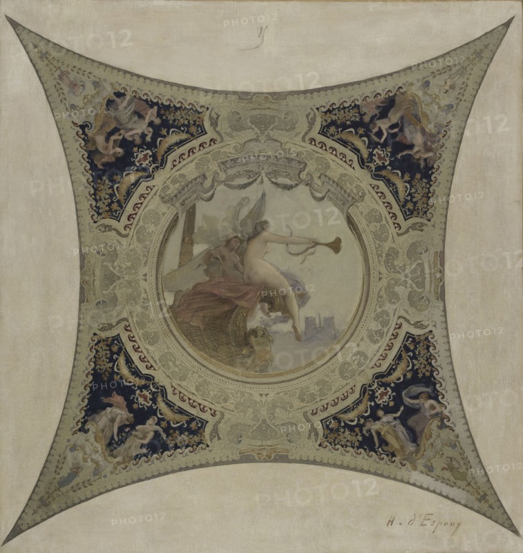 Esquisse pour la galerie Lobau de l'Hôtel de Ville de Paris : La renommée de Paris, 1890.