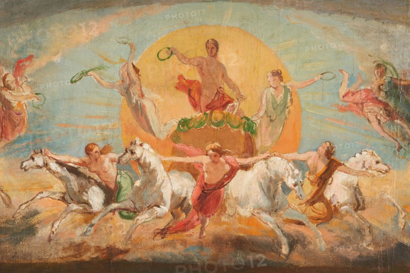 Le char d'Apollon - esquisse pour l'ancien hôtel de Ville, c.1851. Creator: Léon Cogniet.