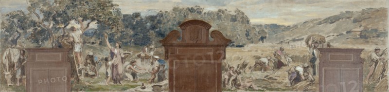 Esquisse pour la salle des fêtes de la mairie de Pantin : La cueillette. La moisson, 1886.
