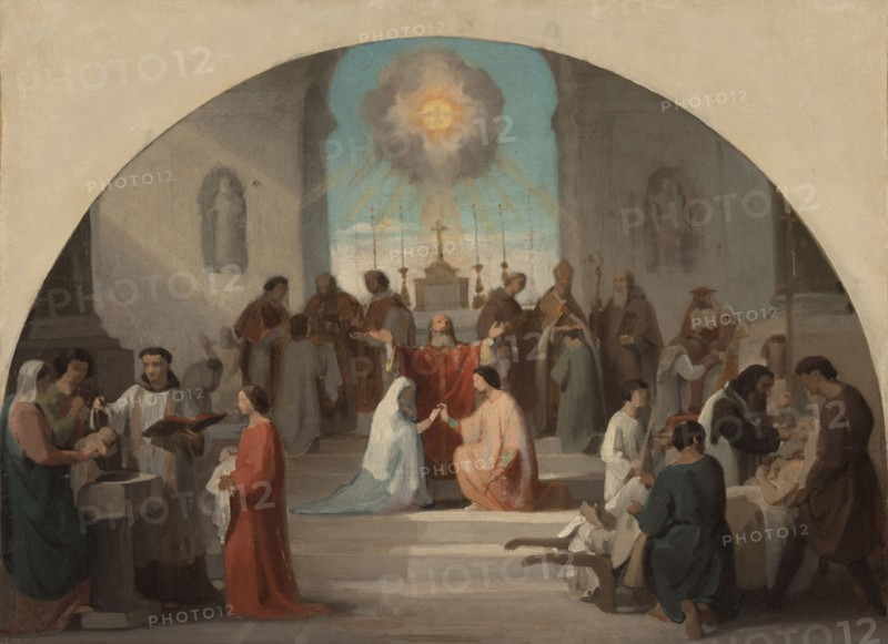 Esquisse pour l'église Sainte-Elisabeth : Les sept Sacrements, 1844. Creator: Paul Jourdy.