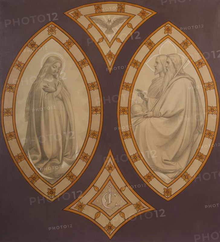 Esquisse pour l'église Saint-Séverin : La Vierge devant la Trinité. Creator: Joseph Félon.