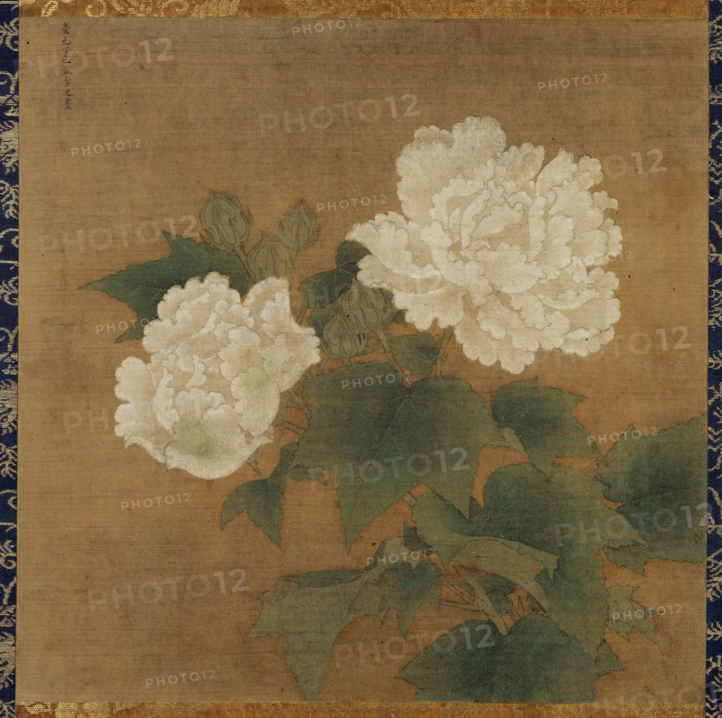 White hibiscuses (Set of two hanging scrolls), 1197. Creator: Li Di (active 12th century).