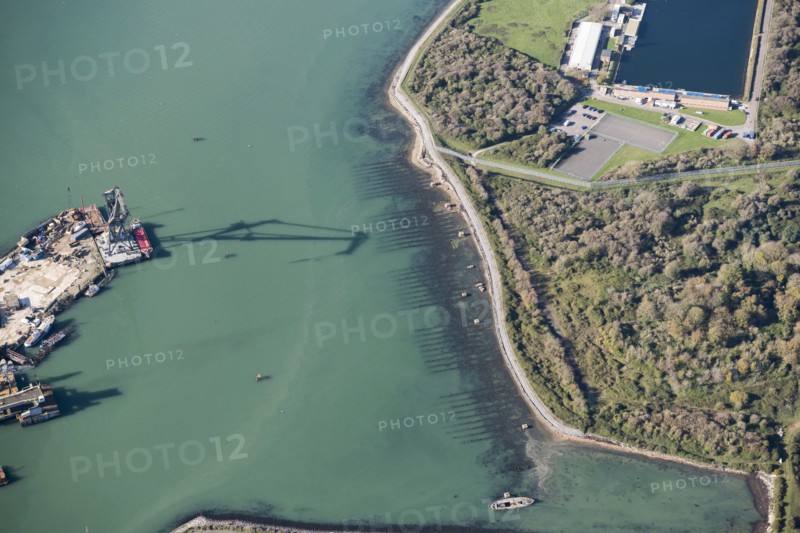 Second World War D Day landing craft slipways at Horsea Island, Portsmouth, Hampshire, 2020.