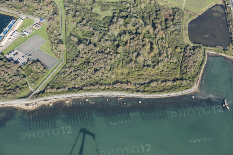 Second World War D Day landing craft slipways at Horsea Island, Portsmouth, Hampshire, 2020.