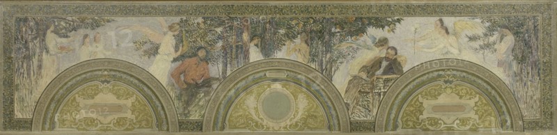 Esquisse pour le salon d'entrée sud de l'Hôtel de Ville : La Peinture - La Littérature, 1892.