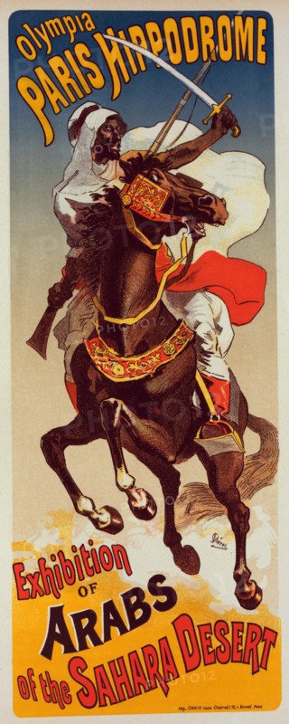 Affiche pour Paris-Hippodrome : "Exhibition d'Arabes du Sahara", c1899. Creator: Jules Cheret.