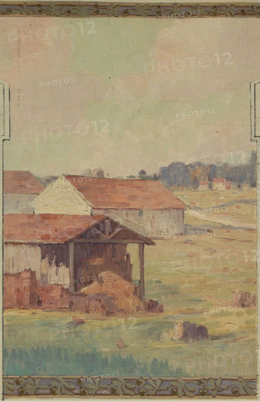 Esquisse pour la mairie de Fresnes : paysage rural en lisière de forêt, 1905. Rural landscape.