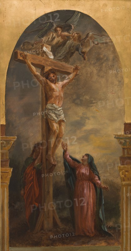 Sketch for the church of Saint-Eustache: Christ on the cross, c.1854.  Creator: Léon Riesener.
