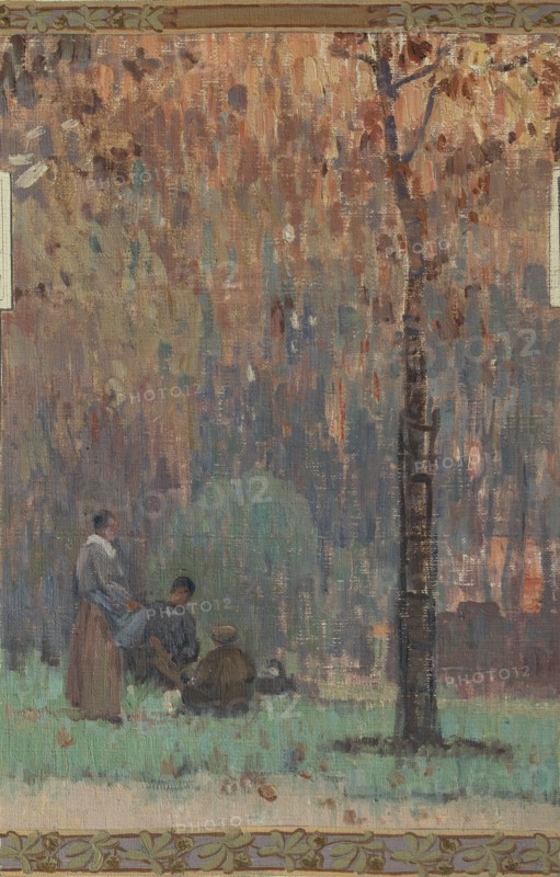 Esquisse pour la mairie de Fresnes : paysage rural en lisière de forêt, 1905 . Rural landscape.