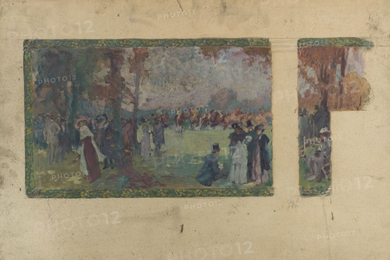 Esquisse pour la mairie de Saint-Ouen : L'hippodrome de Saint-Ouen. Creator: Paul Jean Gervais.