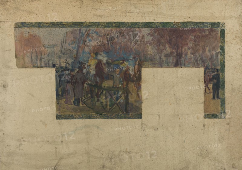Esquisse pour la mairie de Saint-Ouen : L'hippodrome de Saint-Ouen. Creator: Paul Jean Gervais.