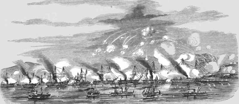 'Sebastopol; Combined Naval Attack on the Russian Forces of Sebastopol', 1854. Creator: Unknown.