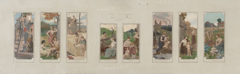 Sketch for the salle des fêtes in the town hall at Courbevoie..., 1884. Creator: Alexandre Seon.