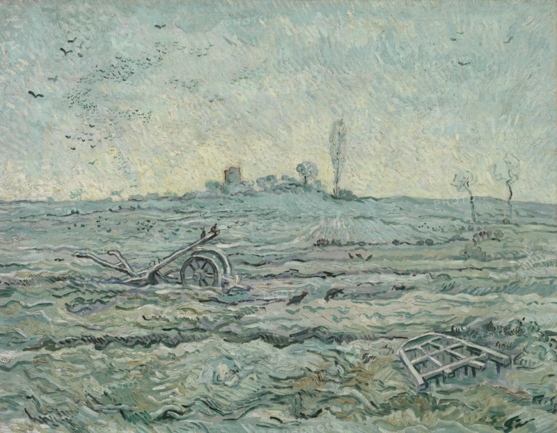 Snow-Covered Field with a Harrow (after Millet) , 1890. Creator: Gogh, Vincent, van (1853-1890).
