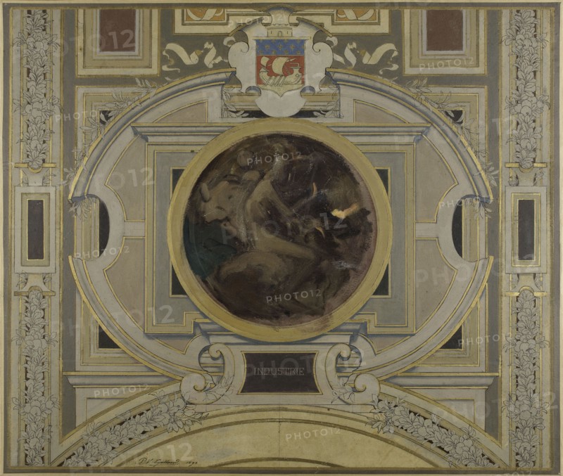 Esquisse pour la voûte de la galerie des Métiers de l'Hôtel de Ville : Industrie, 1890. Industry.