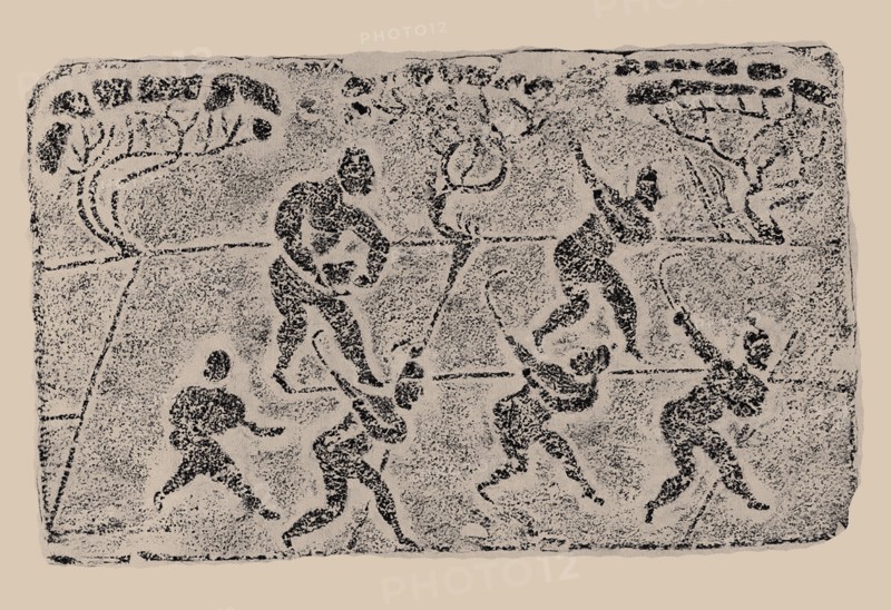 The rubbing from the Brick Relief with sowing and harvesting, 25-220. Creator: Central Asian Art.