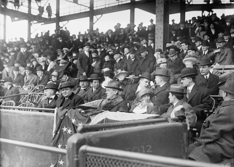 Baseball - Professional; President Wilson; Eleanor Wilson; Grayson, 1913. Creator: Harris & Ewing.