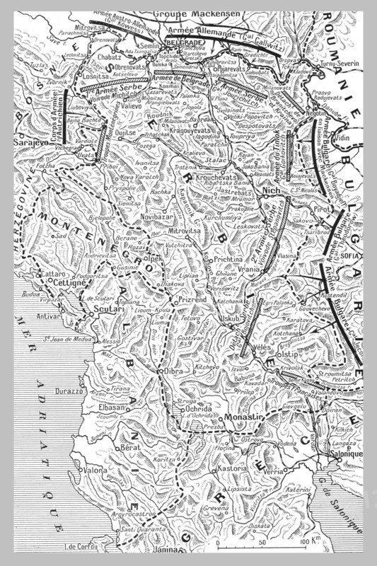 ''Position des armees au moment de l'offensive austro-bulgare contre la Serbie.'. Creator: Unknown.