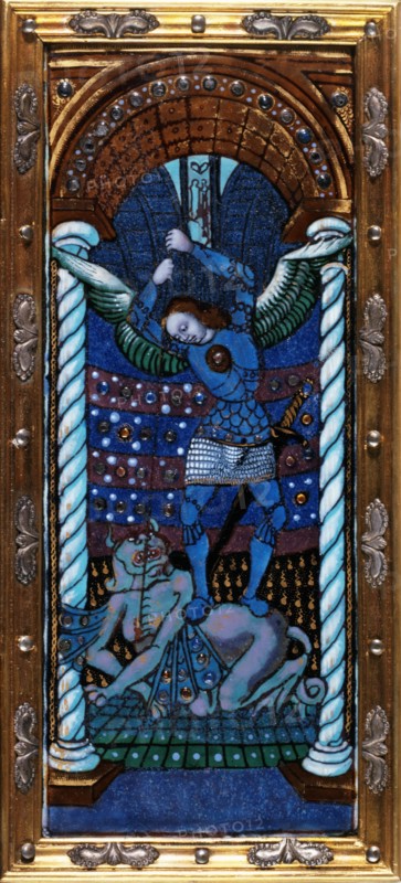 The Nativity with St Michael, c.1500. Creator: Workshop of the Master of the Triptych of Louis XII.