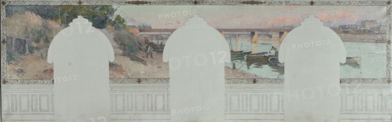 Esquisse pour la mairie d'Asnières : Eté. La Seine à Asnières, c.1900. Creator: Henri Gaston Darien.