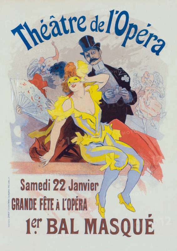 Poster for the 1er. bal masqué, la Grande Fête à l'Opéra, 22 janvier., c1898. Creator: Jules Cheret.