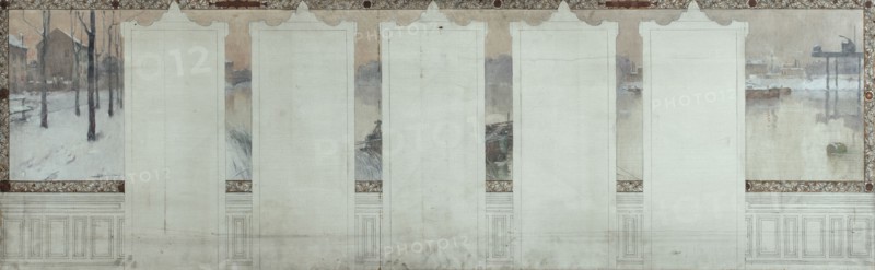 Esquisse pour la mairie d'Asnières : Hiver. La Seine à Asnières, c.1900. Creator: Henri Gaston Darien.