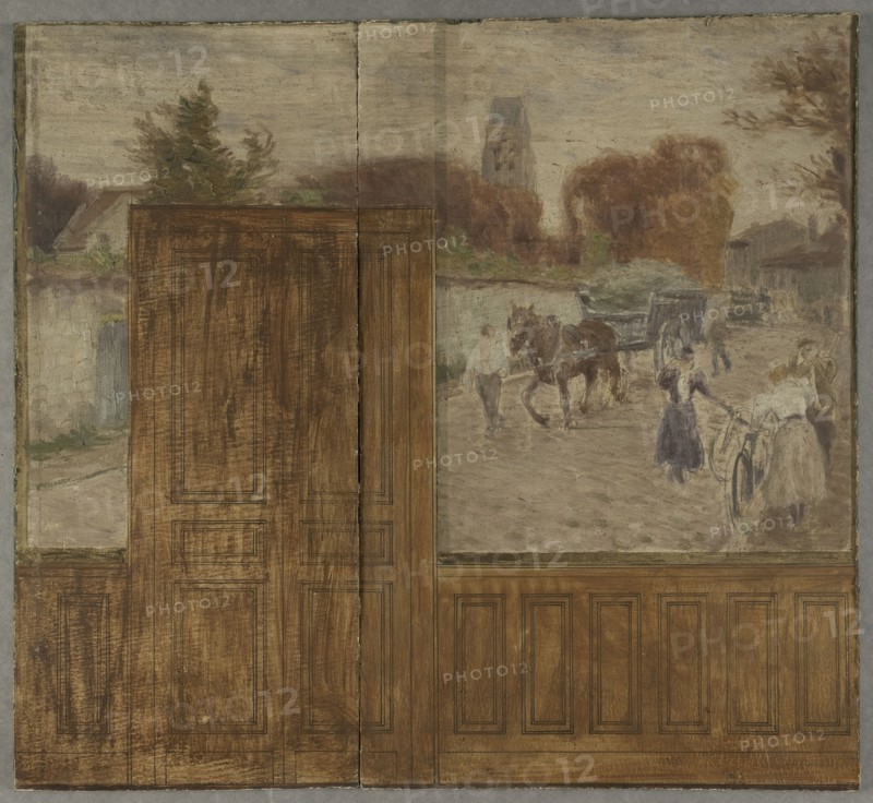 DELETE - duplicate Esquisse pour la mairie de Créteil: Paysage..., 1898. Creator: Eugene Martial Simas.