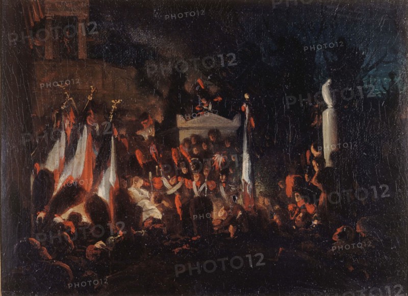 Last honours paid to Benjamin Constant, at Père-Lachaise cemetery, December 12, 1830.  Creator: Unknown.