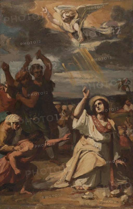 Esquisse pour l'église Notre-Dame-de-Lorette : Le martyre de saint Etienne, 1836. Creator: Auguste Couder.
