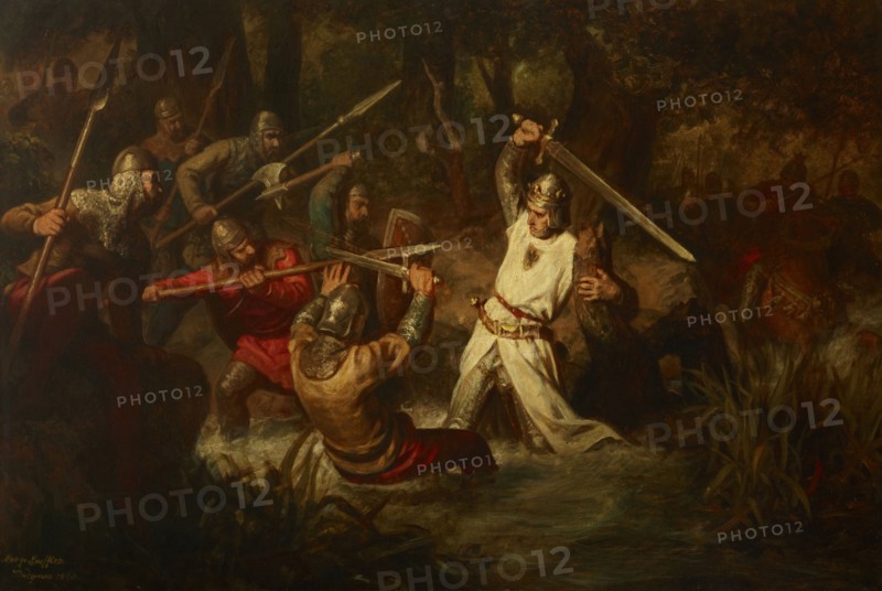 Emperor Rudolf I in the Battle of Marchfeld, 1860. Creator: Löffler-Radymno, Leopold Edler von (1827-1898).