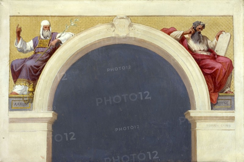 Esquisse pour l'église Saint-François-Xavier : Moïse et Aaron, between 1874 and 1876. Creator: Romain Cazes.