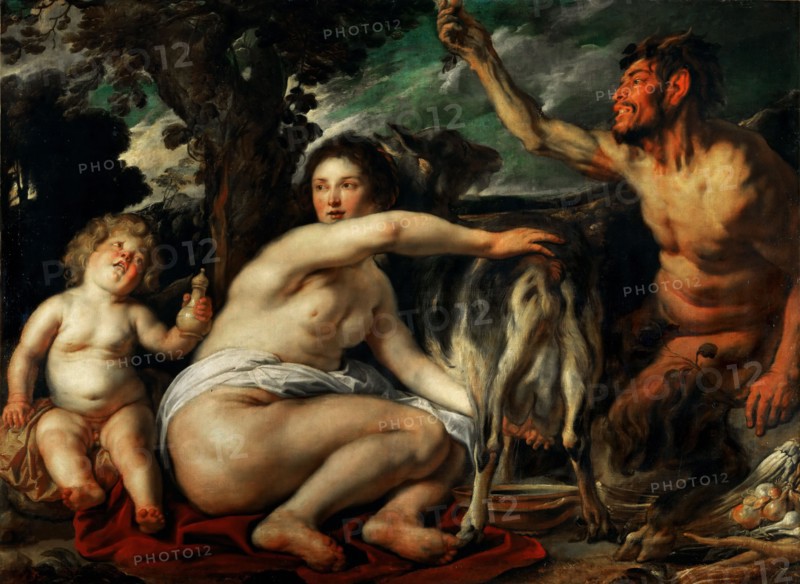 The Childhood of Zeus (Infant Zeus Fed by the Goat Amalthea), c. 1640. Creator: Jordaens, Jacob (1593-1678).