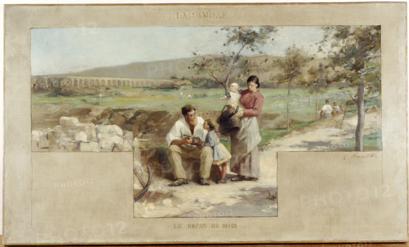 Esquisse pour la mairie d'Arcueil-Cachan : La famille - le repas de midi, 1888. Creator: Alfred Henri Bramtot.