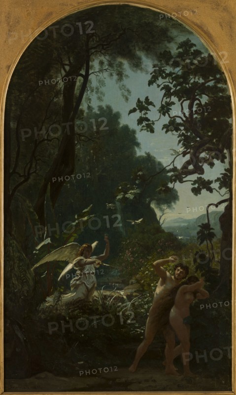 Esquisse pour l'église de la Trinité : Adam et Eve chassés du paradis, 1877. Creator: François Louis Français.