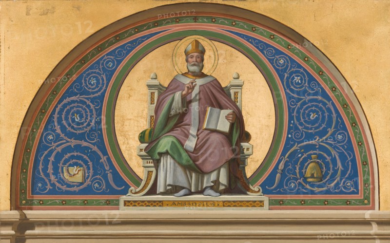 Sketch for the church of Saint-Ambroise : Saint Ambroise, c.1866.  Creator: Joseph-Frédéric-Charles Soulacroix.