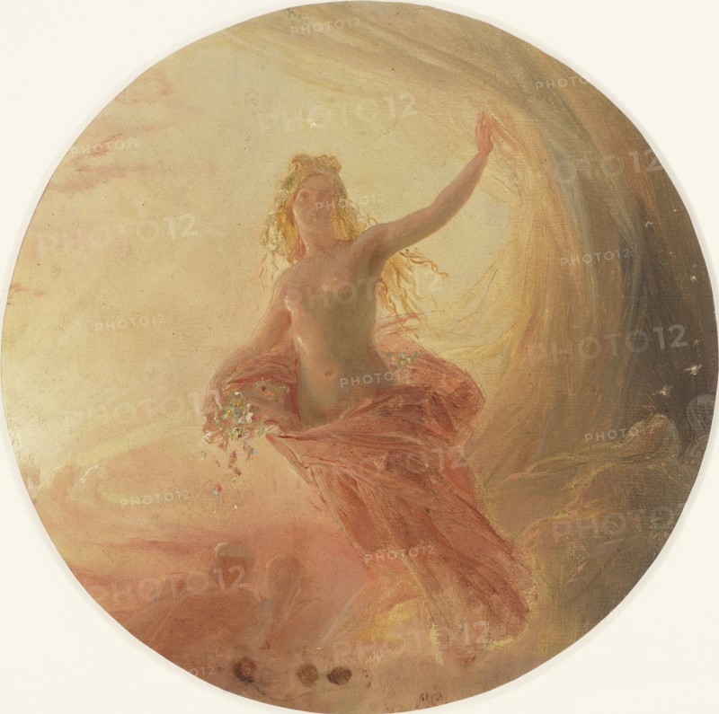 Esquisse pour l'Hôtel de Ville de Paris : Le jour écartant les voiles de la nuit, c.1851. Creator: Léon Cogniet.