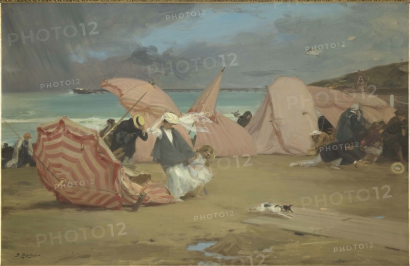 Coup de vent à Trouville (Gust of wind at Trouville), before 1907. Creator: Etcheverry, Hubert-Denis (1867-1952).