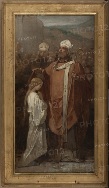 Esquisse pour l'église de Fontenay-sous-Bois : La Consécration de sainte Geneviève, 1874. Creator: Eugène Médard.