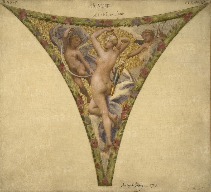 Esquisse pour l'escalier des fêtes de l'Hôtel de Ville : La Nuit, Nivôse - Germinal, 1901. Creator: Joseph Blanc.
