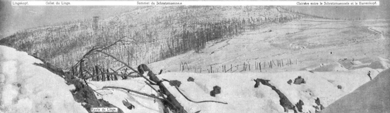 ''La Neige sur les sommets disputes de la Haute-Alsace; Le Linge et le Schratzmaennele.', 1916. Creator: Unknown.
