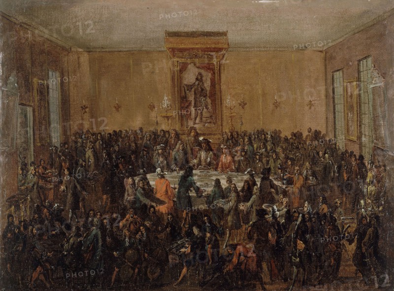 Meal offered to Louis XIV by the Parisian municipality, at Hôtel de Ville, on January 30, 1687. Creator: Unknown.