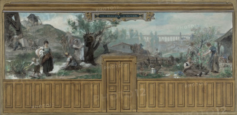 Sketch for the town hall at Arcueil-Cachan : Workers of Arcueil, between 1887 and 1888.  Creator: Edouard Vimont.