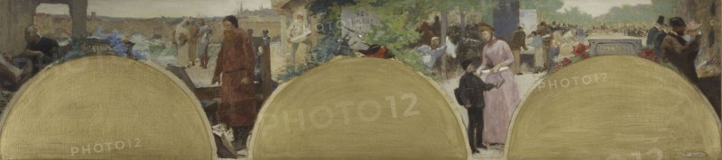 Esquisse pour l'Hôtel de Ville de Paris : Histoire de l'écriture, temps modernes, c.1890. Creator: Fernand Cormon.