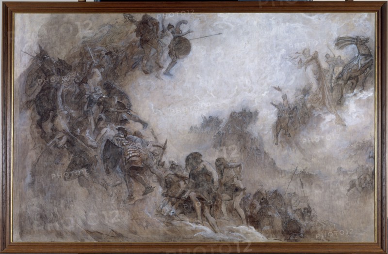 Esquisse pour le plafond de l'amphithéâtre de paléontologie du Museum d'histoire..., 1897. Creator: Fernand Cormon.