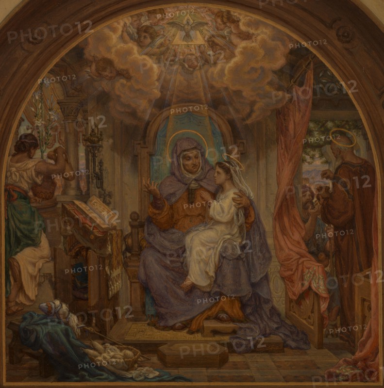 Esquisse pour l'église Sainte-Elisabeth : L'Education de la Vierge, 1872. Creator: Victor-François-Eloi Biennourry.